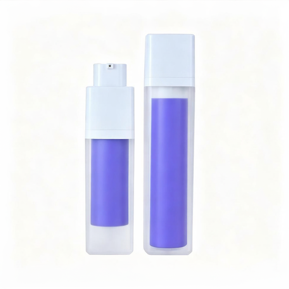 Square Twist-up Airless Bottle, 15ml 30ml 50ml Frosted Double-Layer AS Lotion Serum Pump Bottle