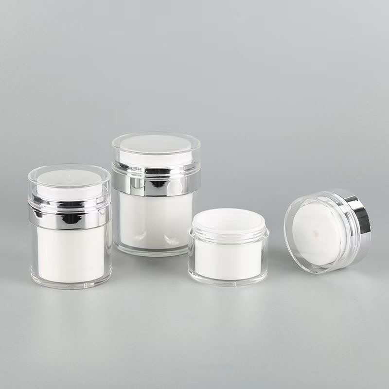 Luxury Refillable Acrylic Cream Jar, 15g 30g 50g Double-Layer Replaceable Airless Cosmetic Jar Packaging